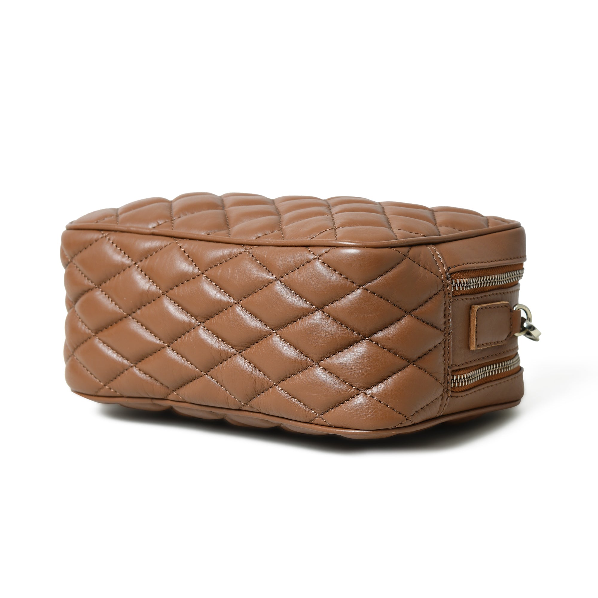 Mini Quilted Crossbody Bag, Rich Brown — product image