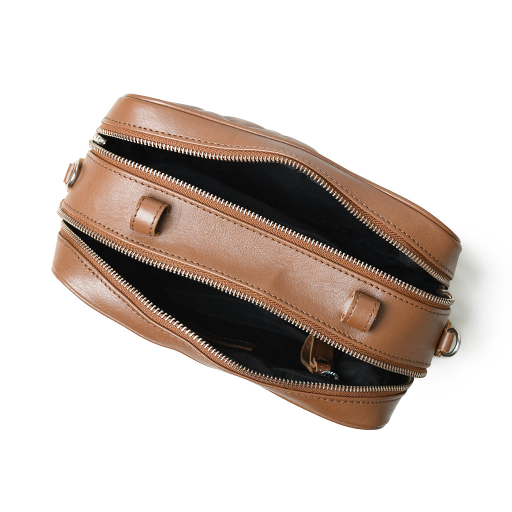 Mini Quilted Crossbody Bag, Rich Brown — product image