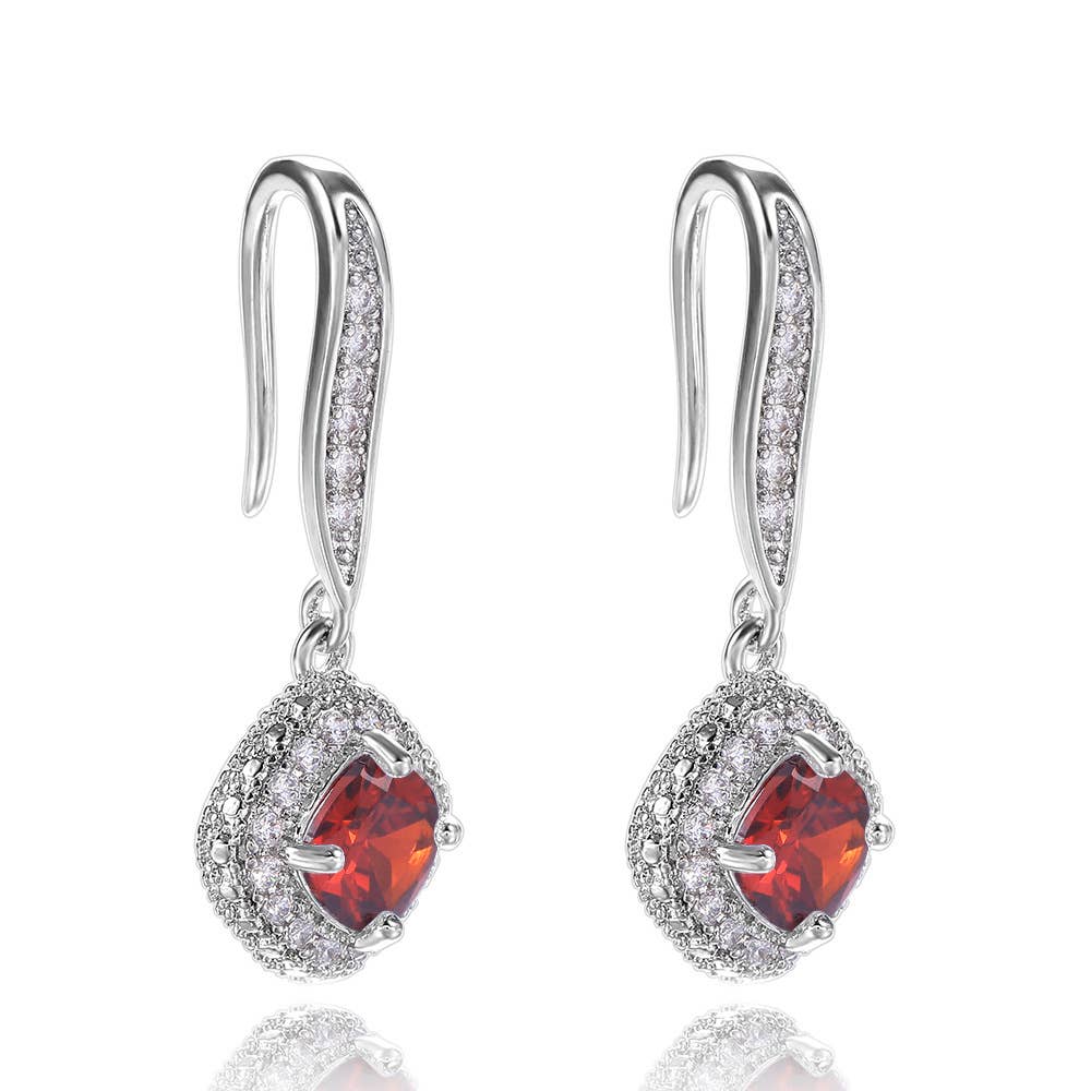 Cubic Zirconia Diamond Pendant Earrings: White