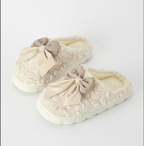 Fuzzy Bow Indoor Slippers — product image