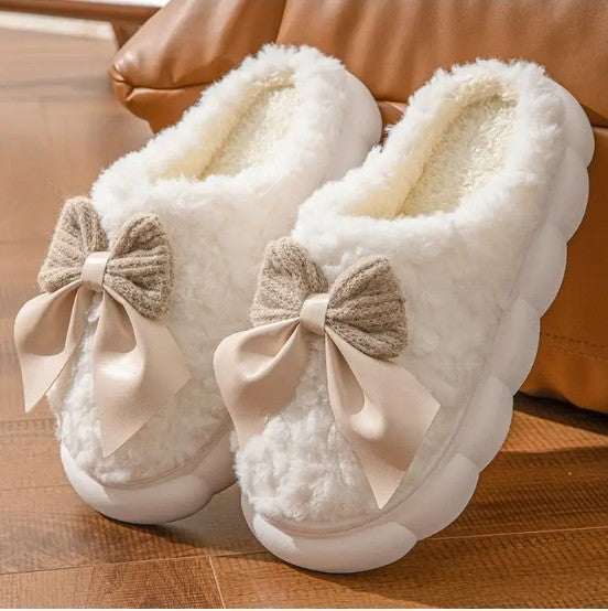 Fuzzy Bow Indoor Slippers — product image
