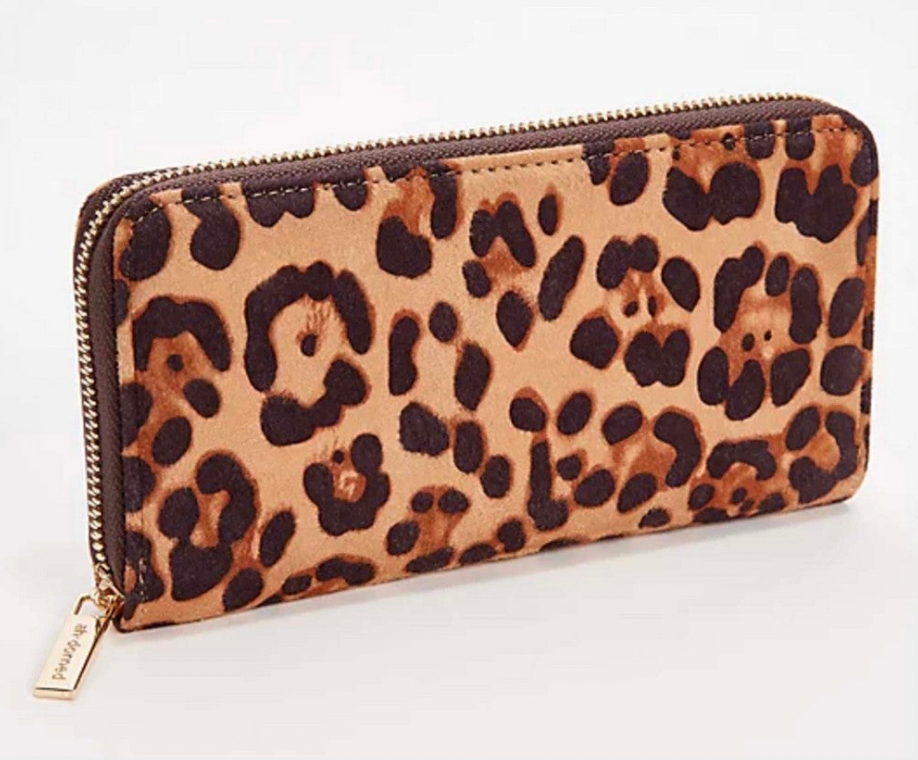 Zip Around Faux Suede Wallet: Black — product image