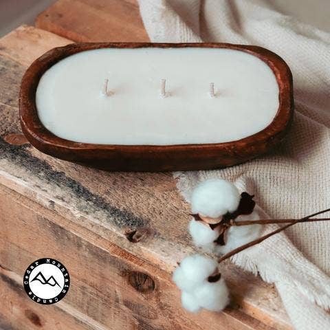 Mango & Coconut Milk - 3 Wick Natural Wood Dough Bowl