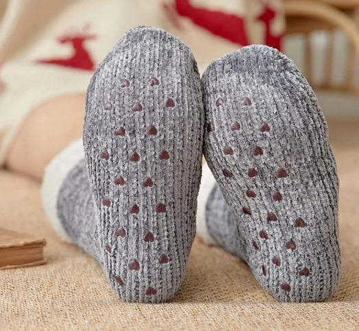 Knitted Sherpa Winter Socks, Christmas Socks, Silicone Grip: Blue — product image