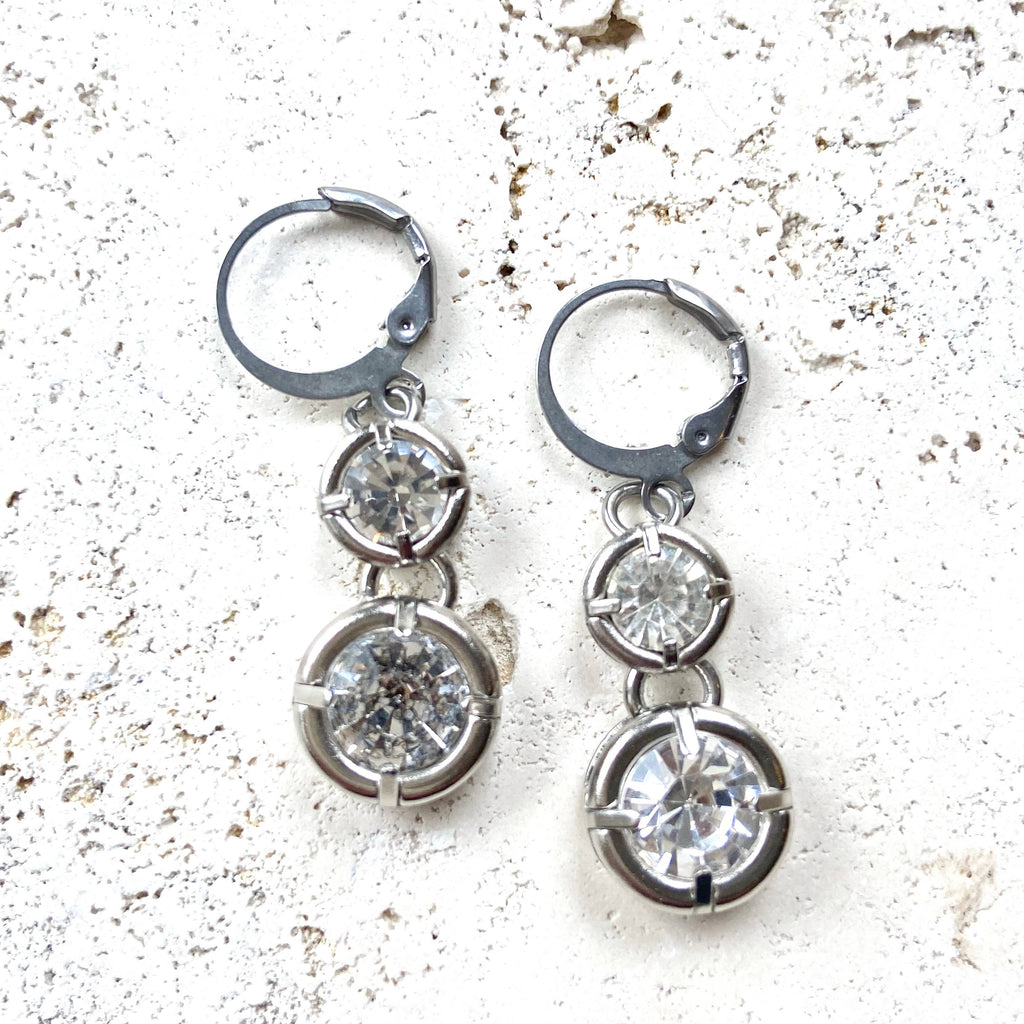 Crystal earrings boutique salon bridal jewelry sparkly spa: Silver