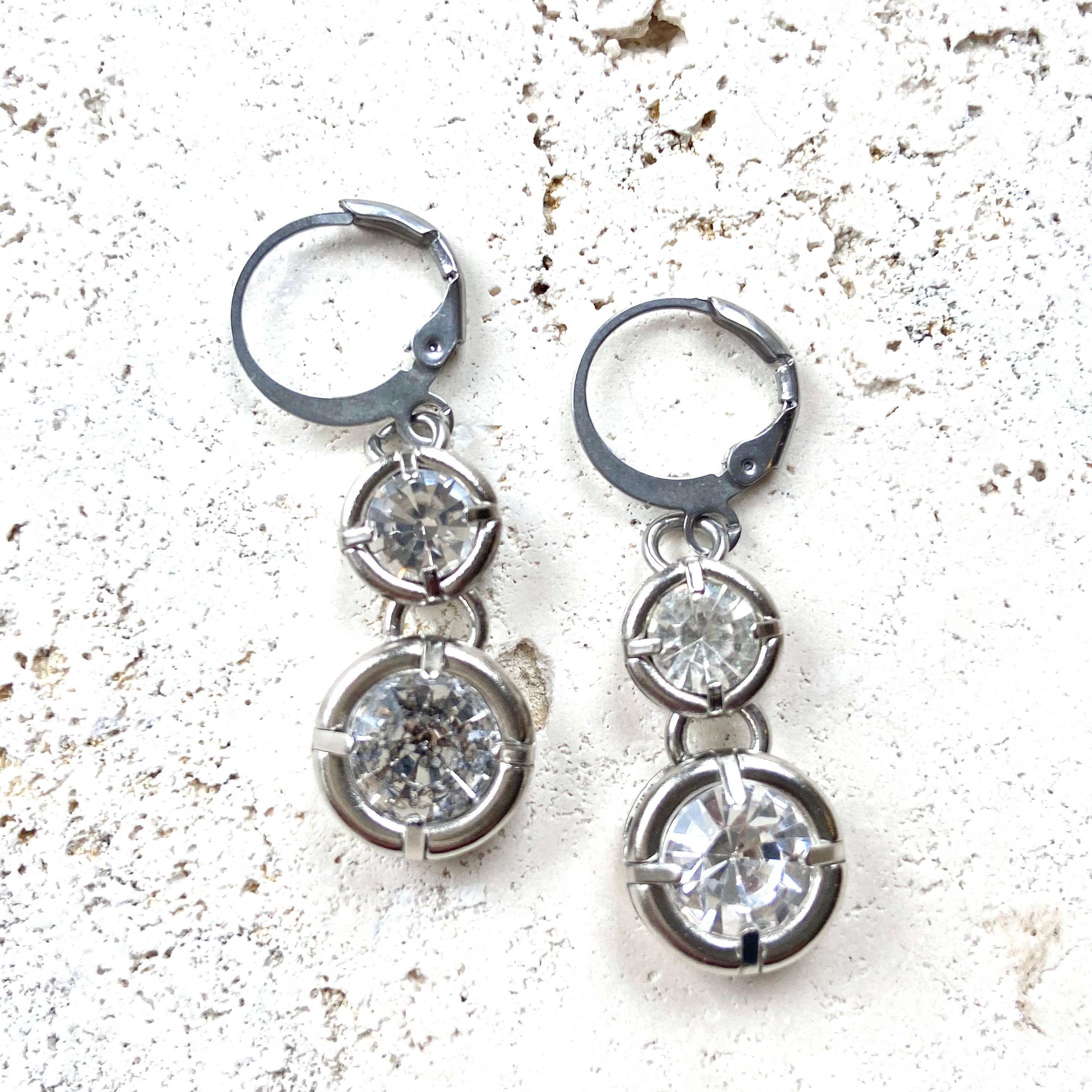 Crystal earrings boutique salon bridal jewelry sparkly spa: Silver