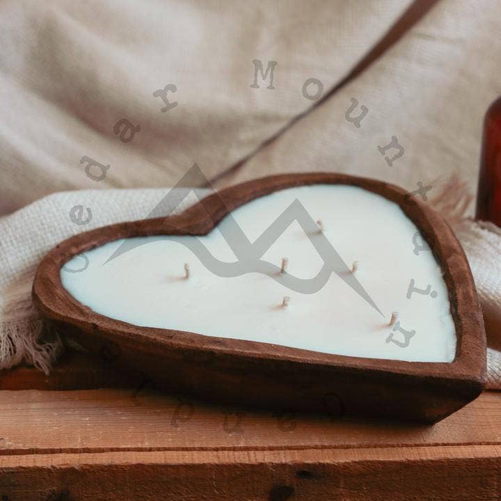 6 Wick Heart Shaped Dough Bowl Soy Candle - 30 oz: Lavender