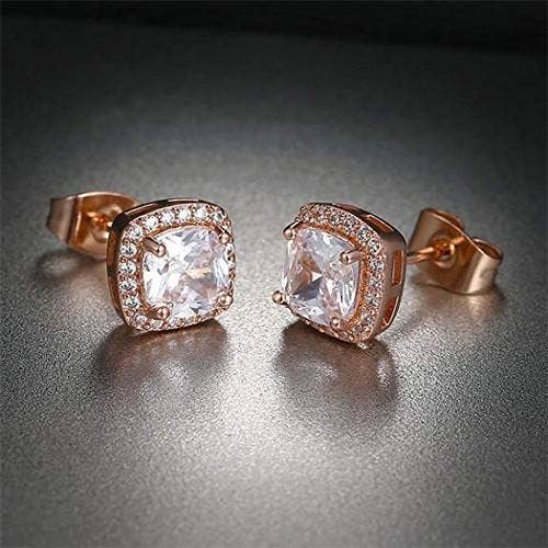 3.50 CTTW Cushion Cut Cubic Zirconia Sterling Silver Studs: White Gold