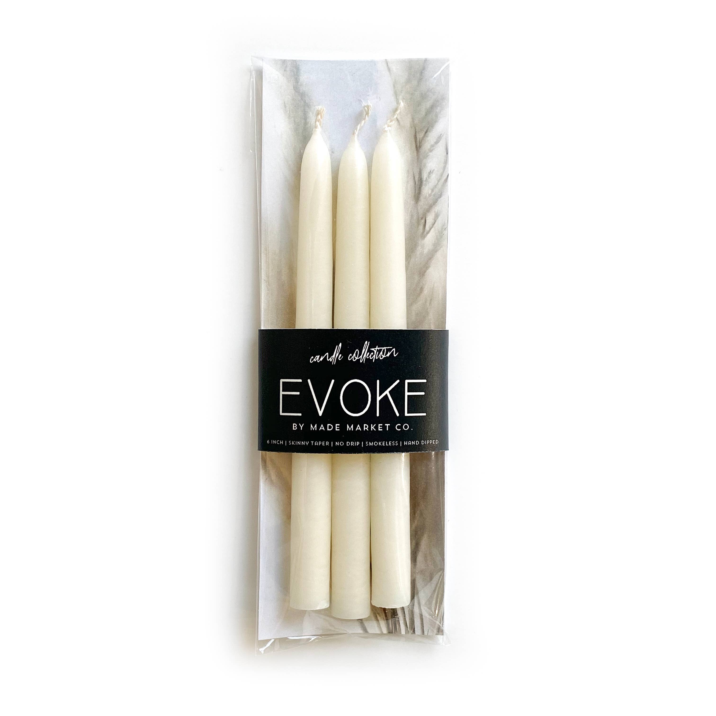 Skinny Tapered Candles - Off White: 10"