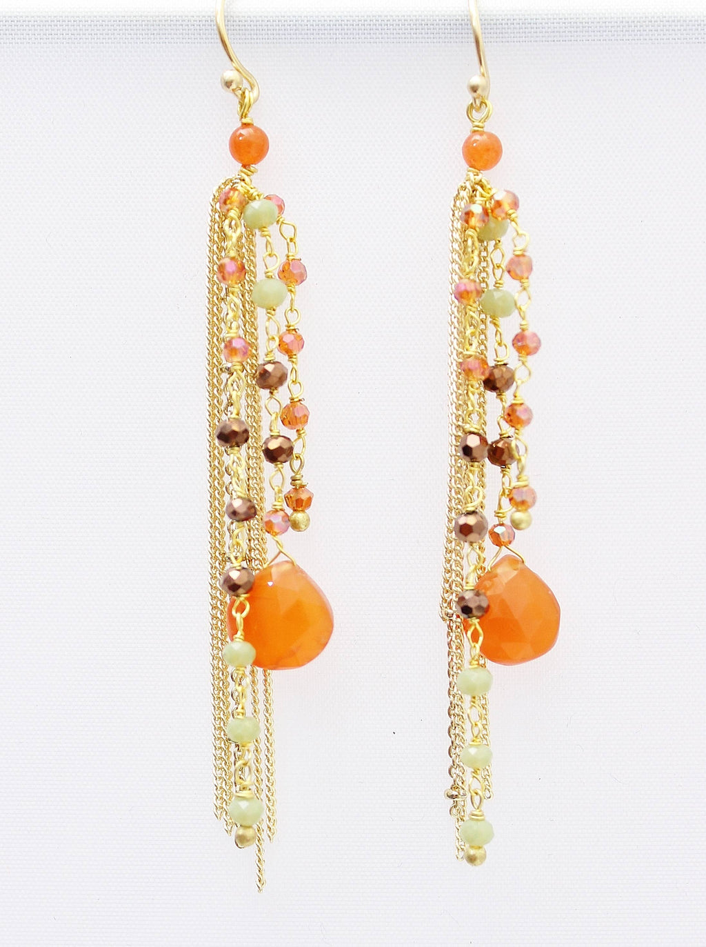 Thai Crystal Fringe Earrings: Navy