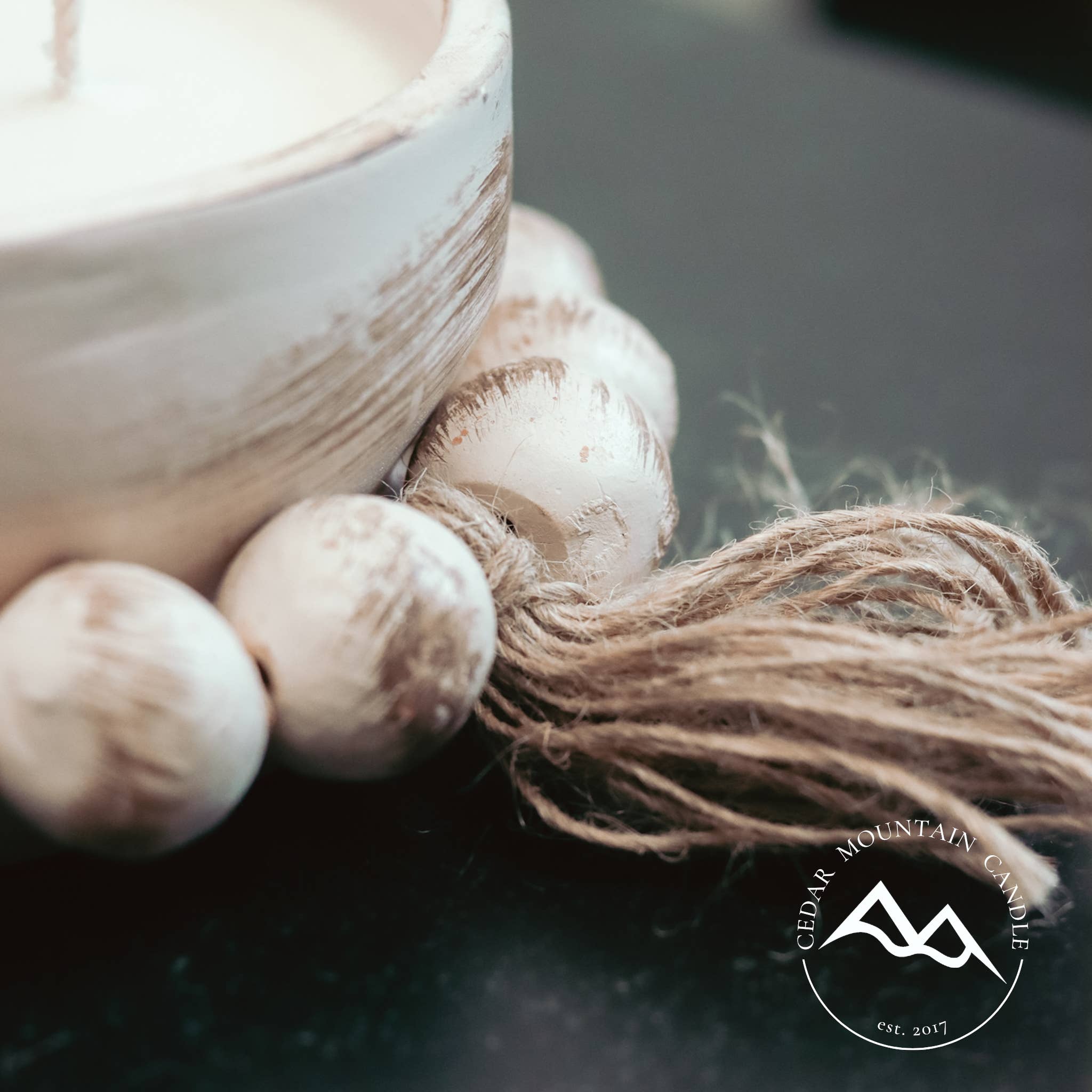 Pottery Bowl Candle with Clay Beads - Choose Your Scent: Lavender & Spring Apricot