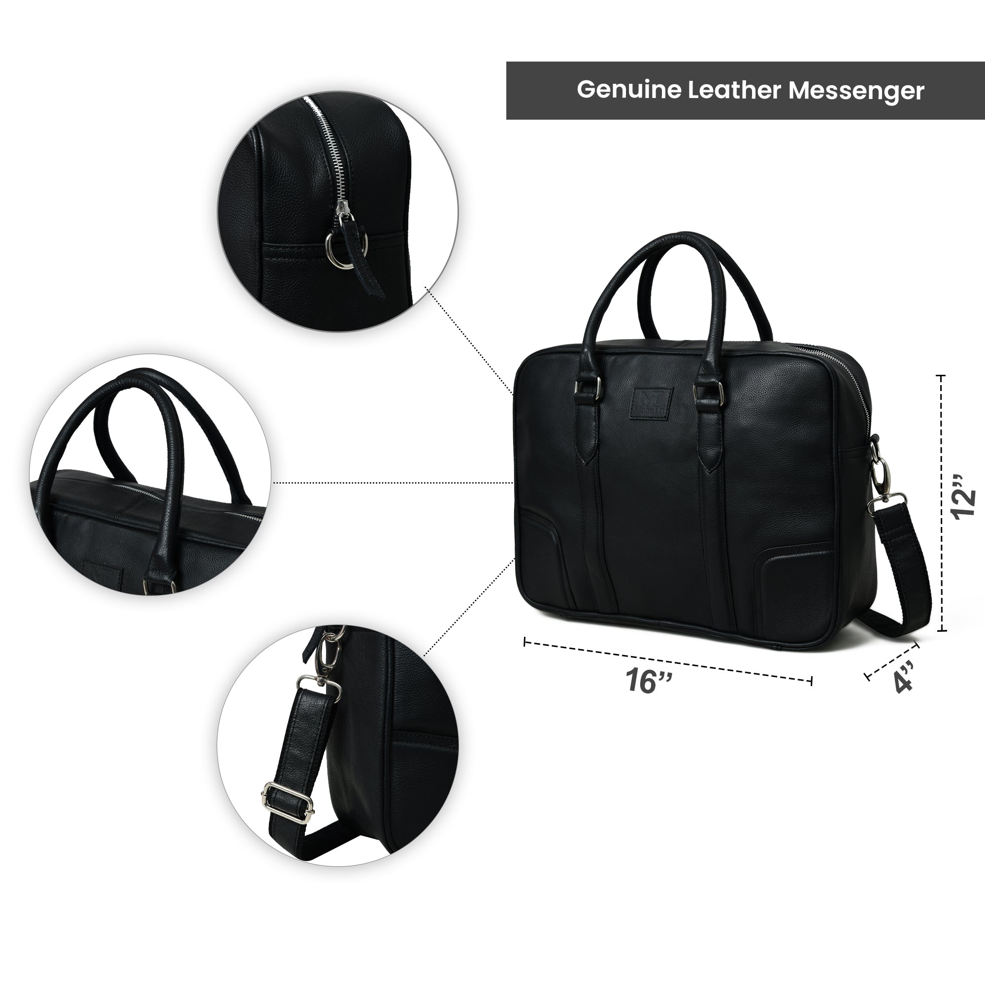 Texas Black Leather Briefcase — product image