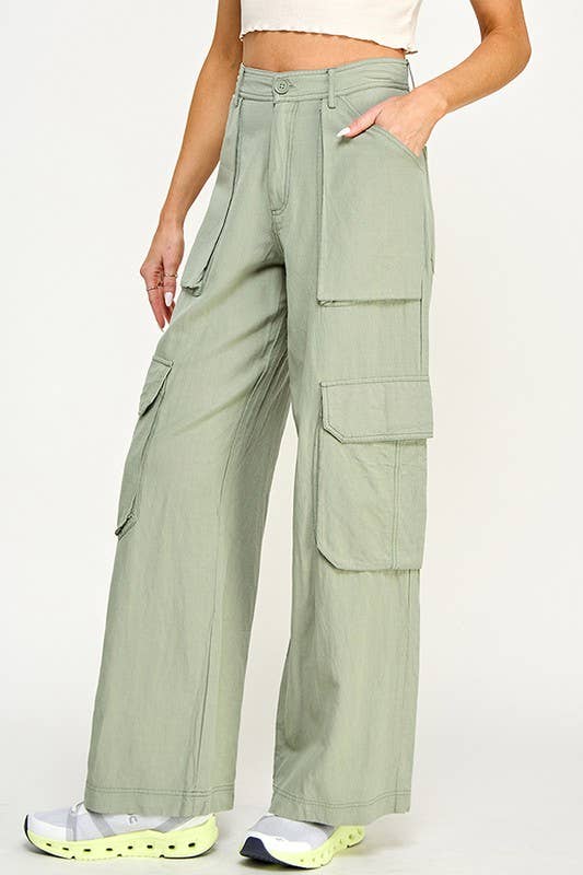 STRAIGHT CARGO PANTS: Beige / Large