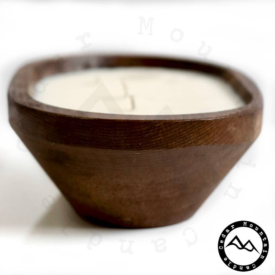 Spring & Summer - 3 Wick Wood Dough Bowl Candle: Vanilla Bean Nectarine / Natural Wood