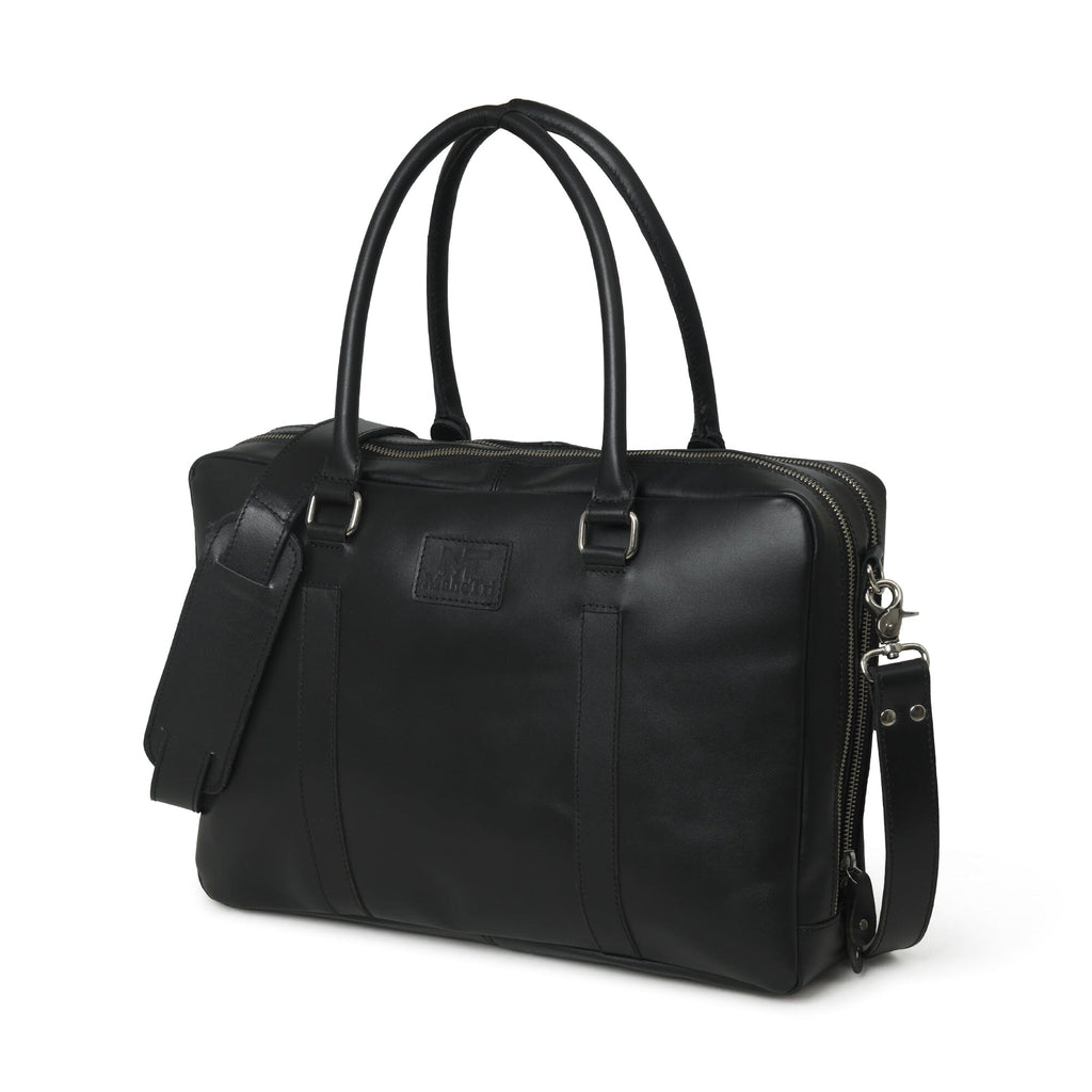 Dixon Black Buffalo Leather Laptop Briefcase — product image