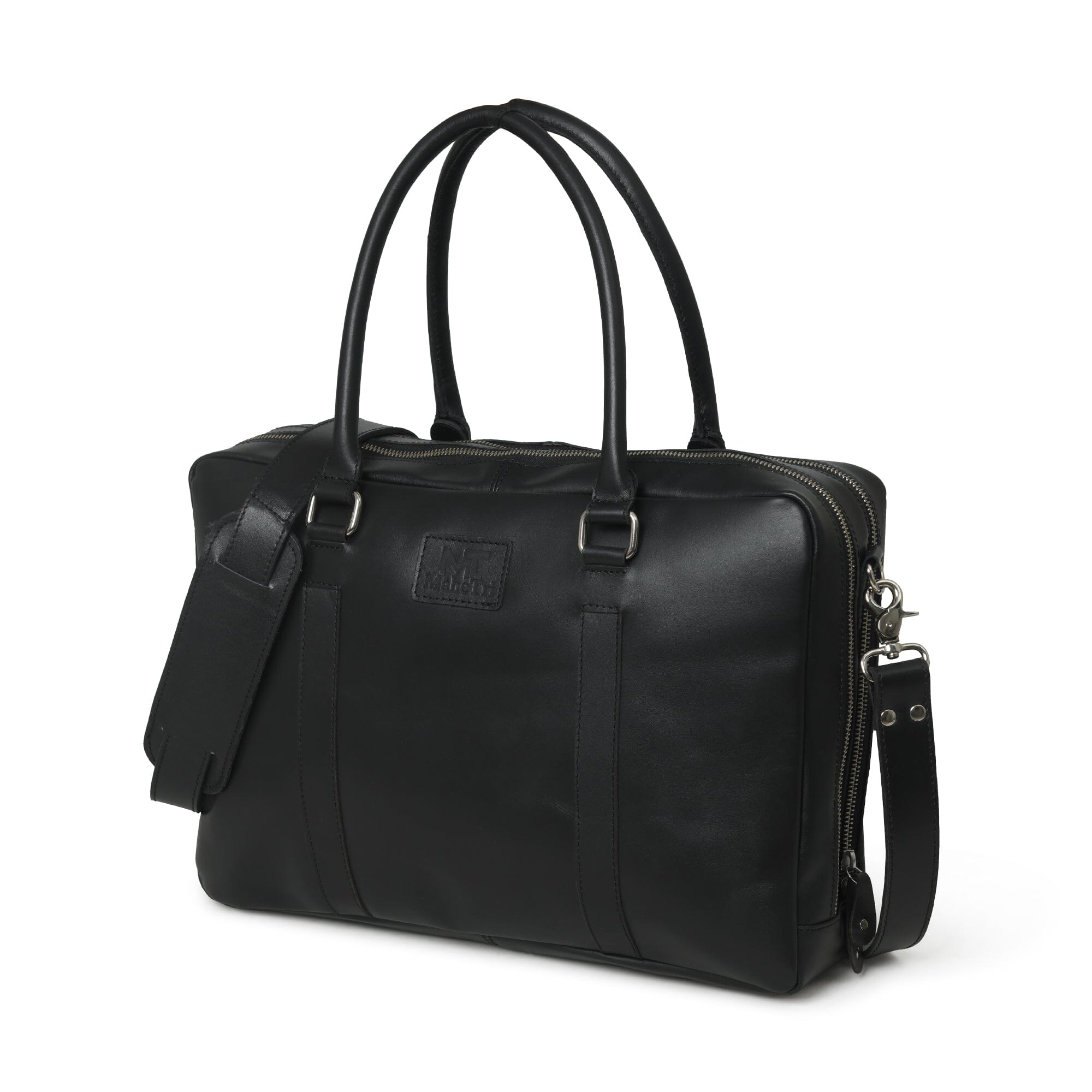 Dixon Black Buffalo Leather Laptop Briefcase — product image