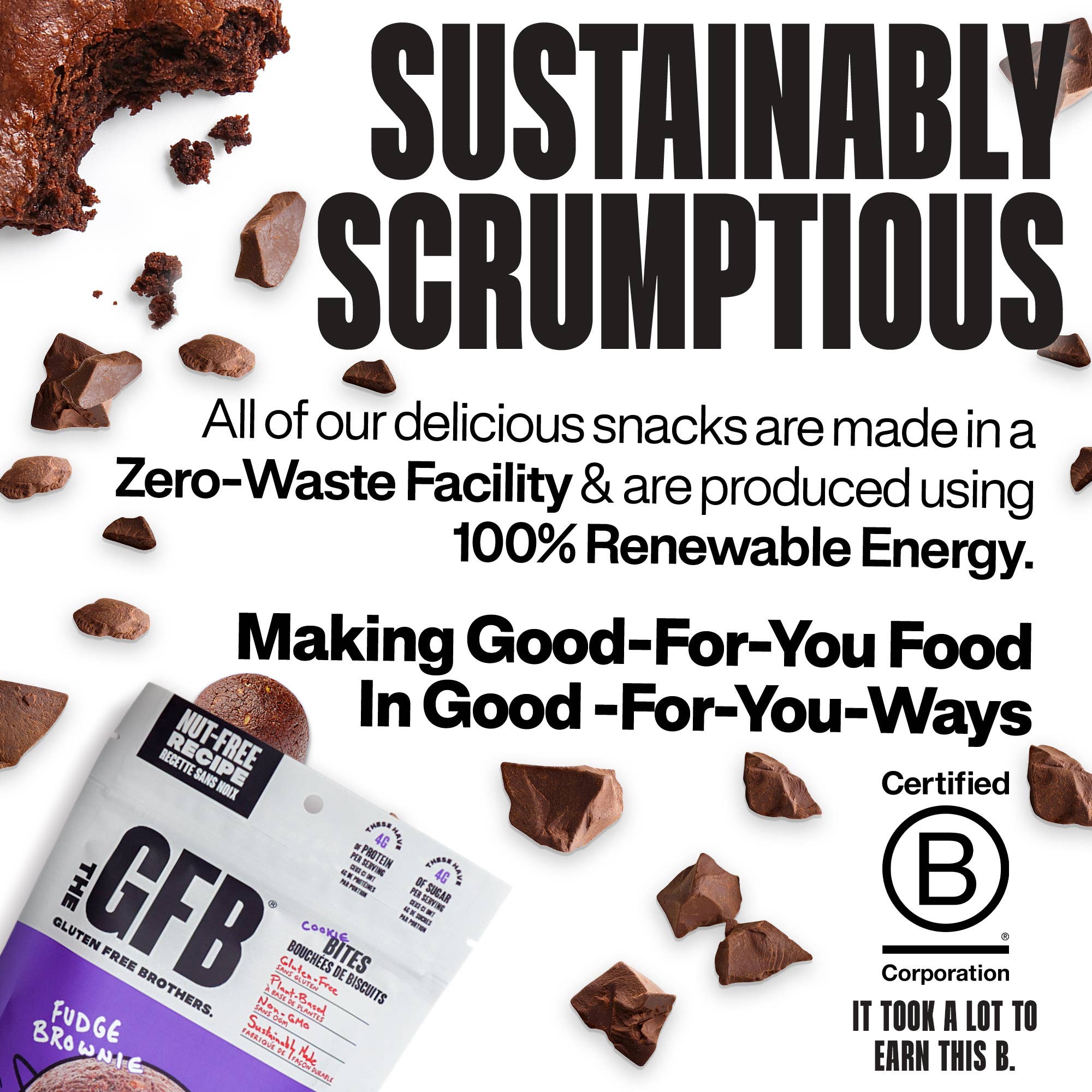 The GFB Fudge Brownie Cookie Bites (Nut Free) 6 pck — product image