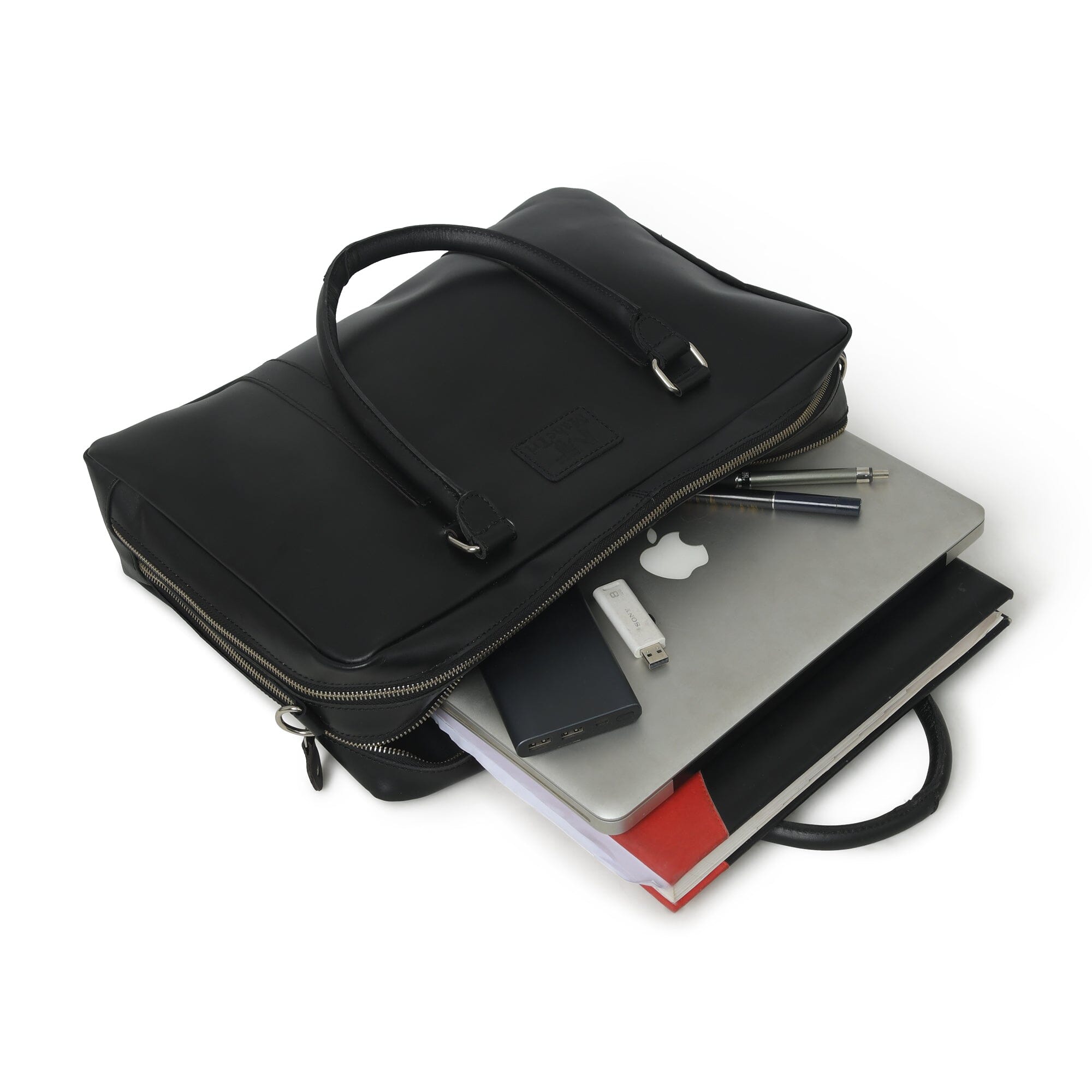 Dixon Black Buffalo Leather Laptop Briefcase — product image