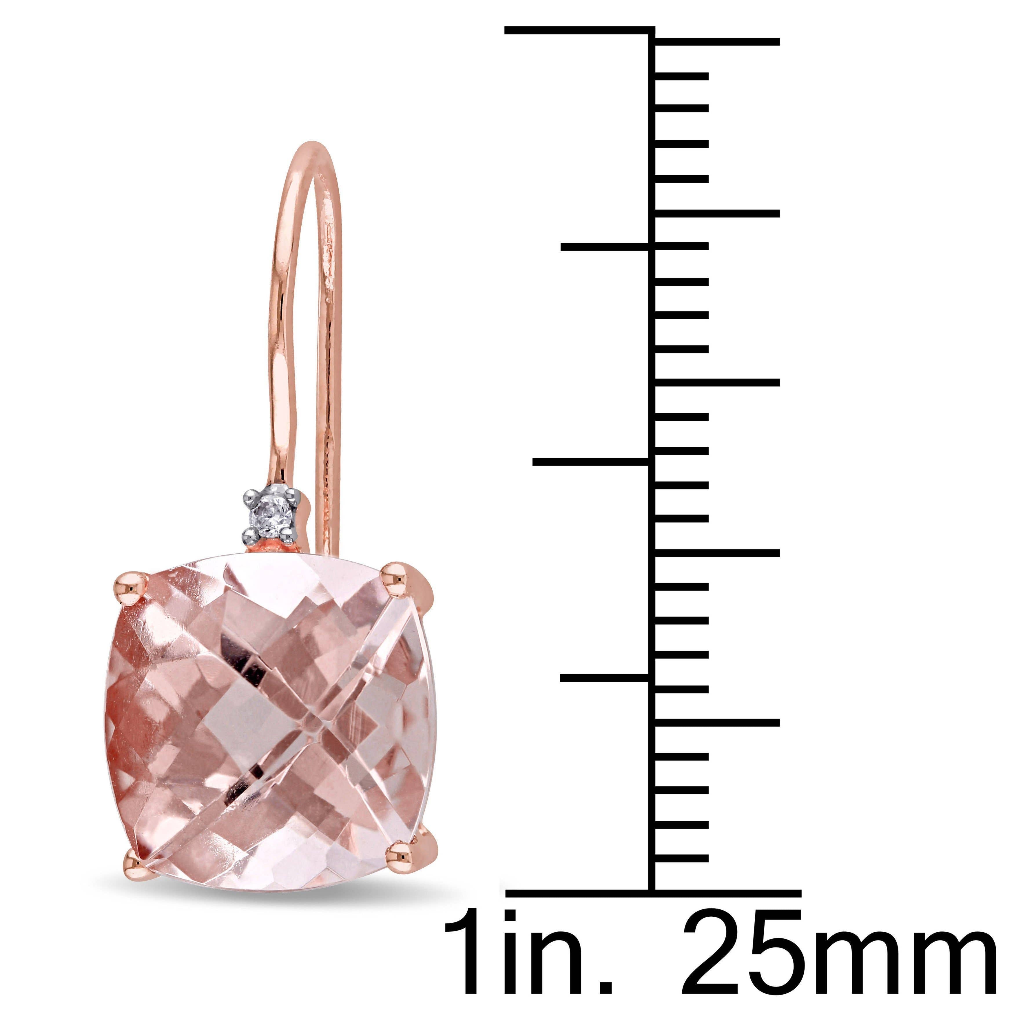 3.50 Pave Genuine Morganite Cushion Cut Drop Earrings