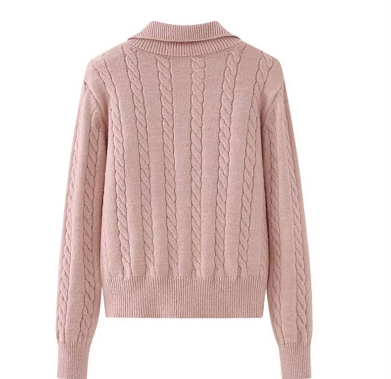 Chic Zip Collar Knit Top Effortless Style Cozy Warmth: Apricot / One Size
