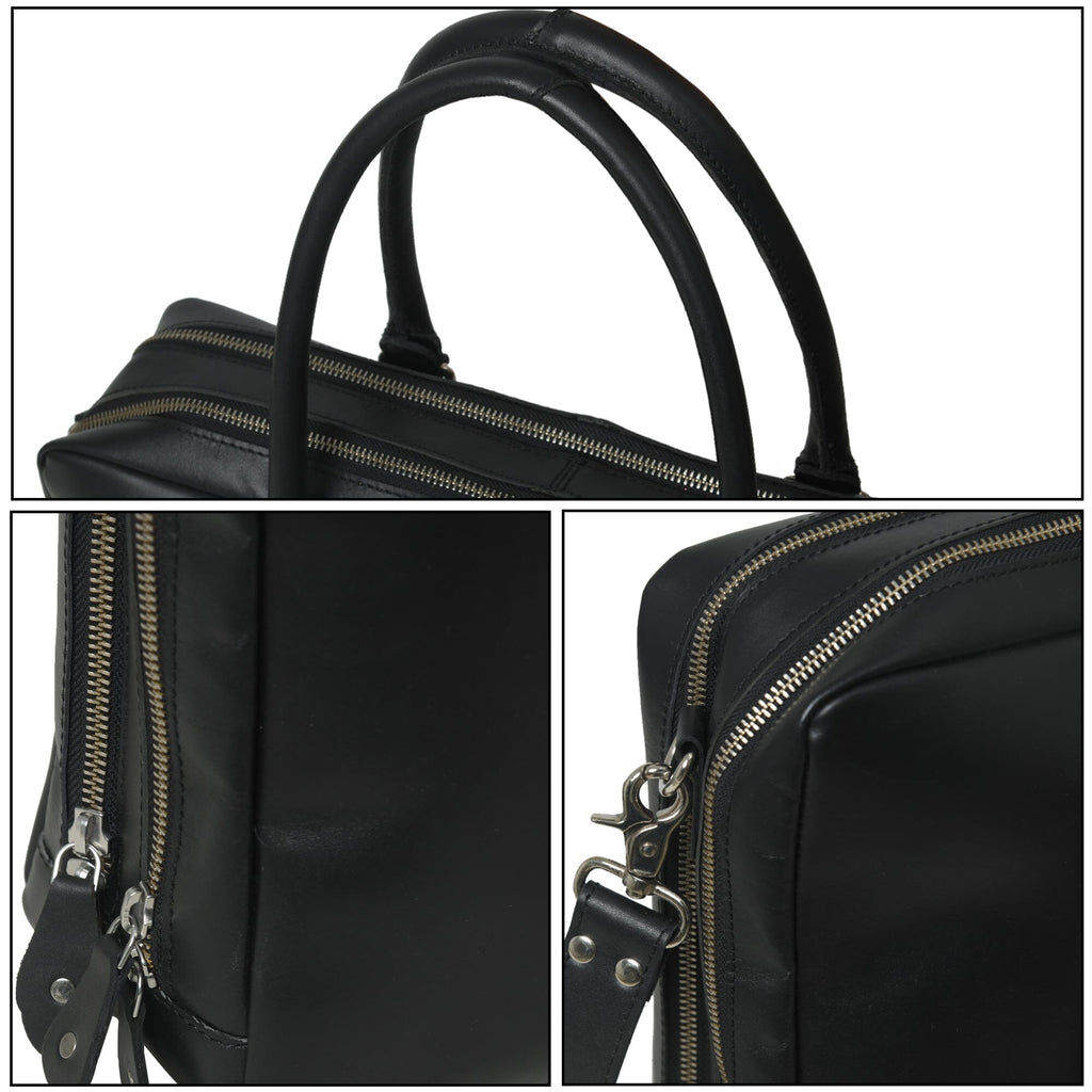 Dixon Black Buffalo Leather Laptop Briefcase — product image