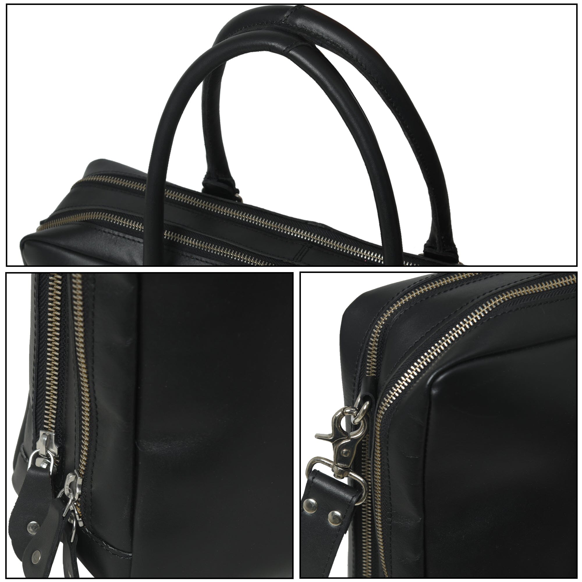 Dixon Black Buffalo Leather Laptop Briefcase — product image