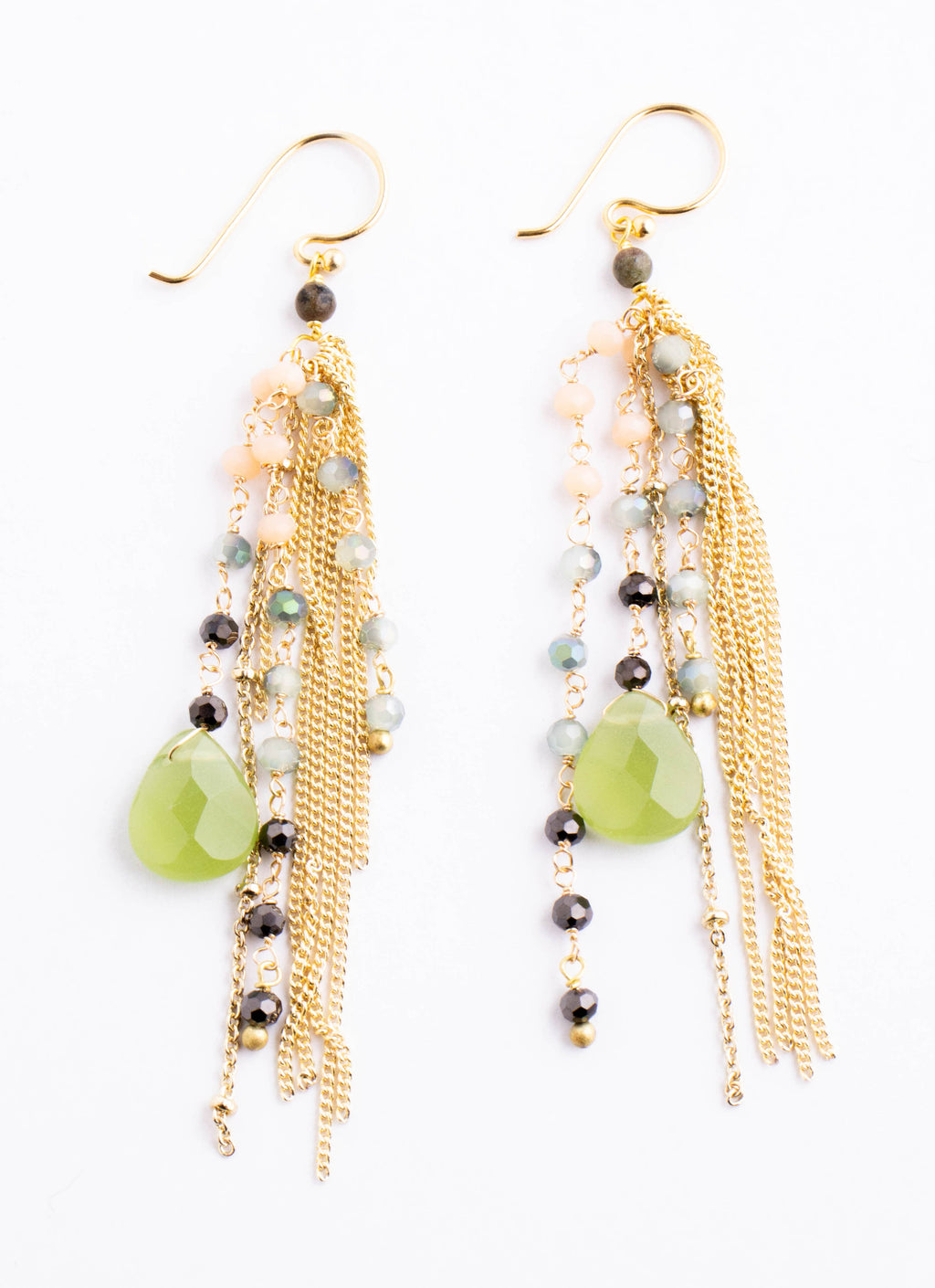Thai Crystal Fringe Earrings: Pink — product image