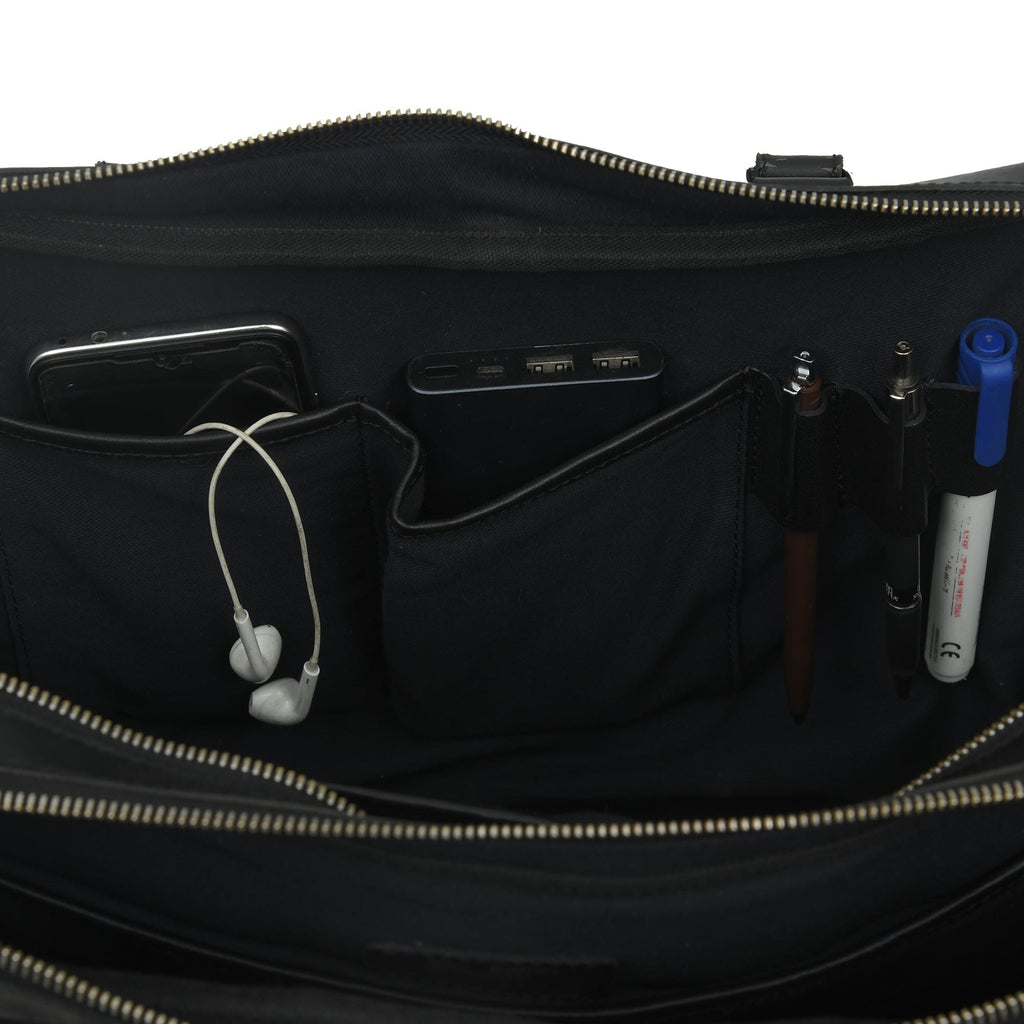Dixon Black Buffalo Leather Laptop Briefcase — product image