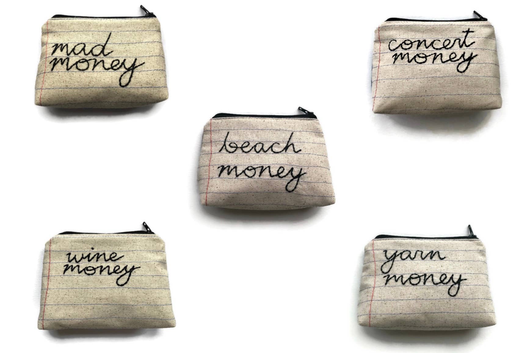 Money Bag Collection - Handmade Zipper Pouches