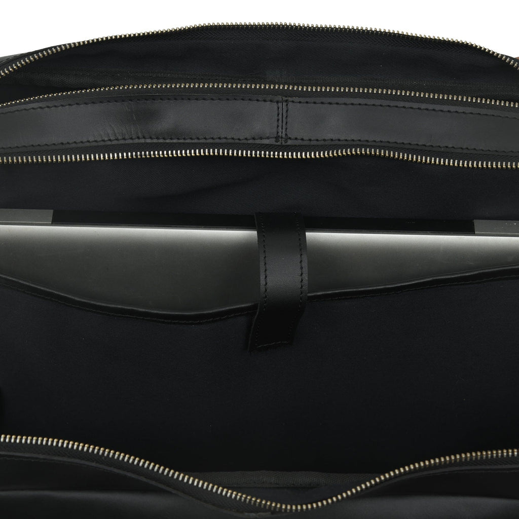 Dixon Black Buffalo Leather Laptop Briefcase — product image