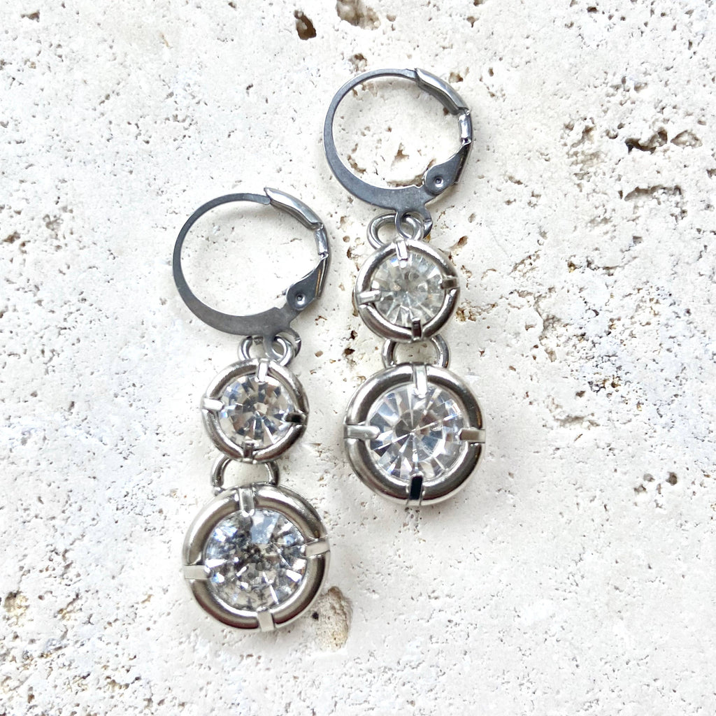 Crystal earrings boutique salon bridal jewelry sparkly spa: Silver