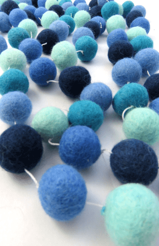 Handfelted Ball Garland: Multi Rainbow