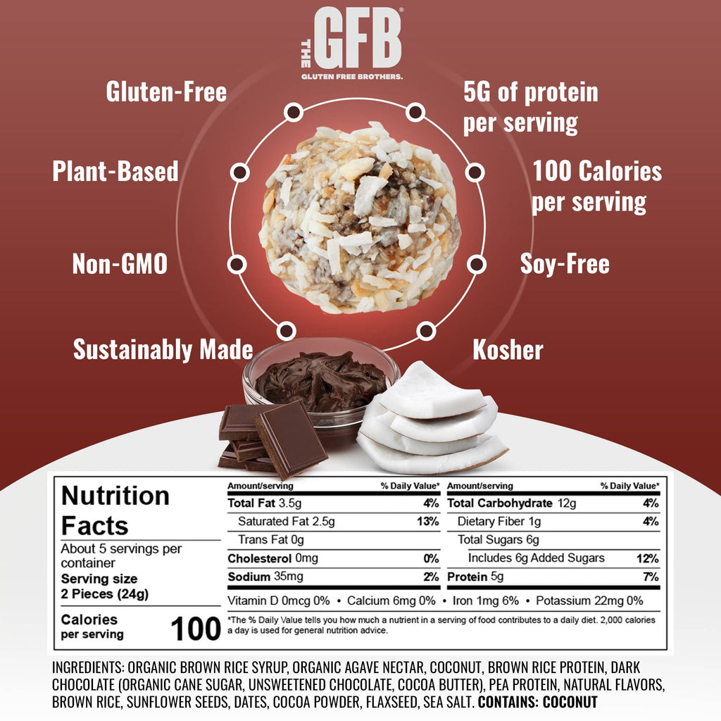 The GFB: Dark Chocolate Coconut Gluten Free Protein Bites 6 pck — product image