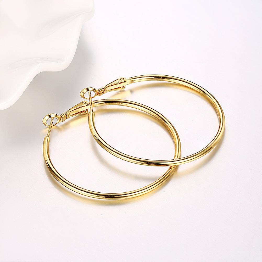 42mm Round Hoop Earring: 18K Gold Plated