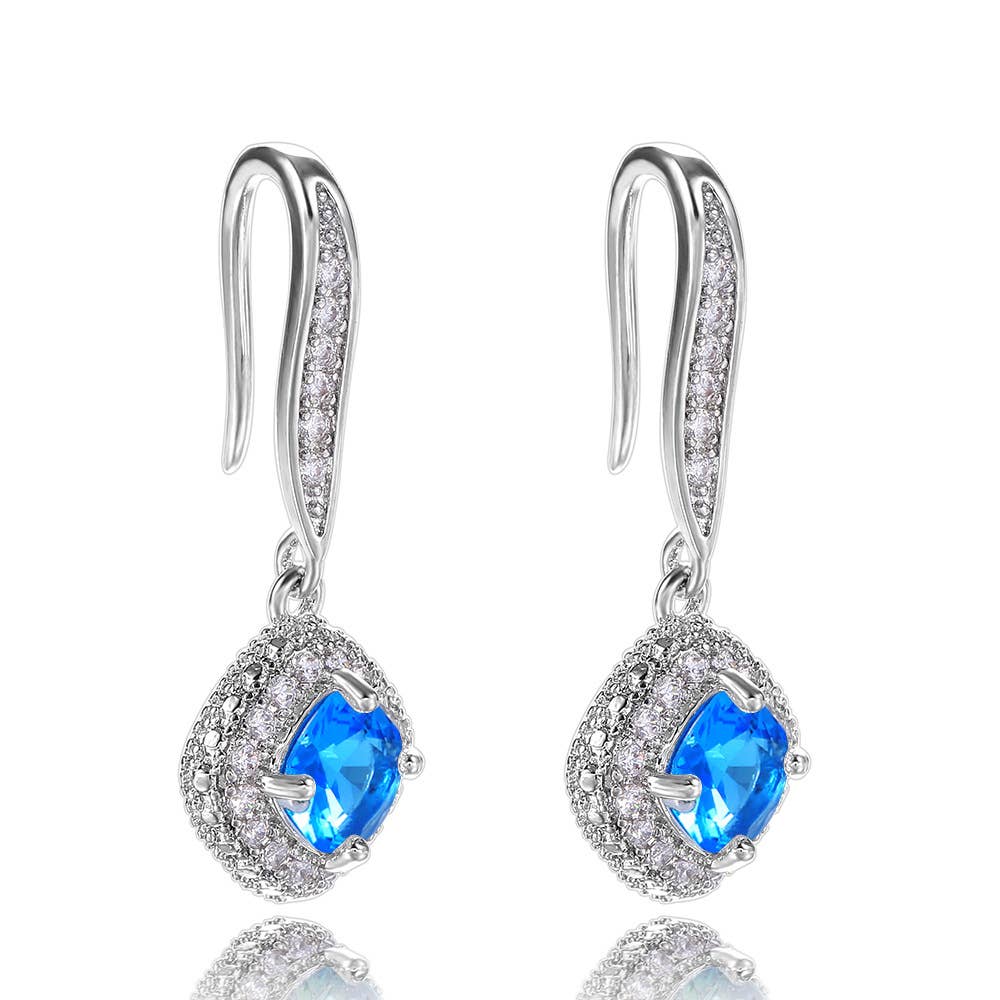 Cubic Zirconia Diamond Pendant Earrings: Green