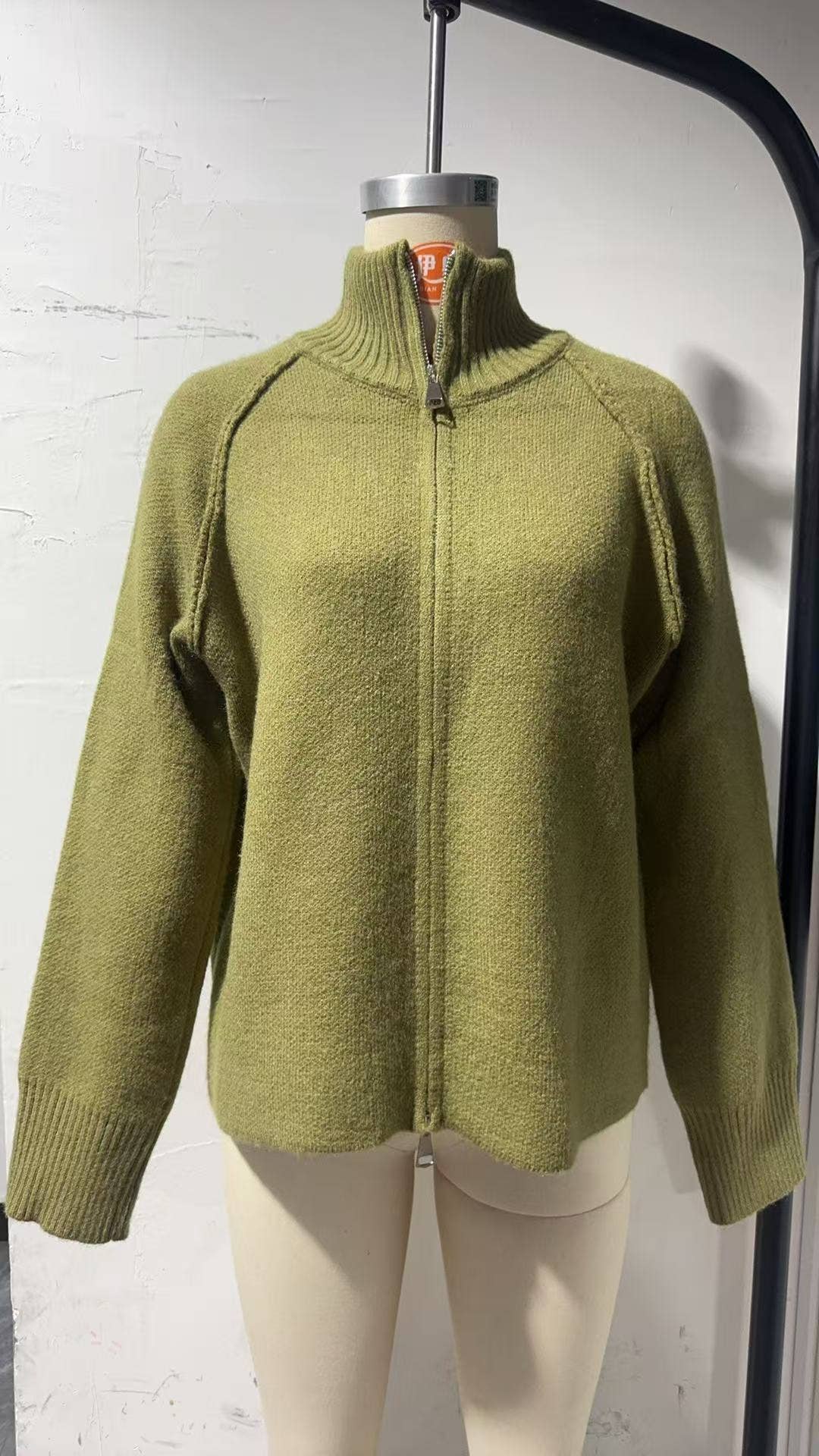 Chic Knit Korean ZipUp Cardigan  2025 Style: Black / One Size (Fits US Men's 8.5-14).