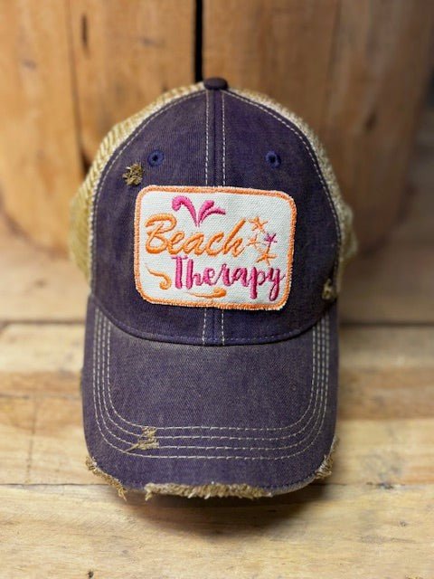 Beach Therapy Distressed Mesh Snapback Baseball Ca — product image