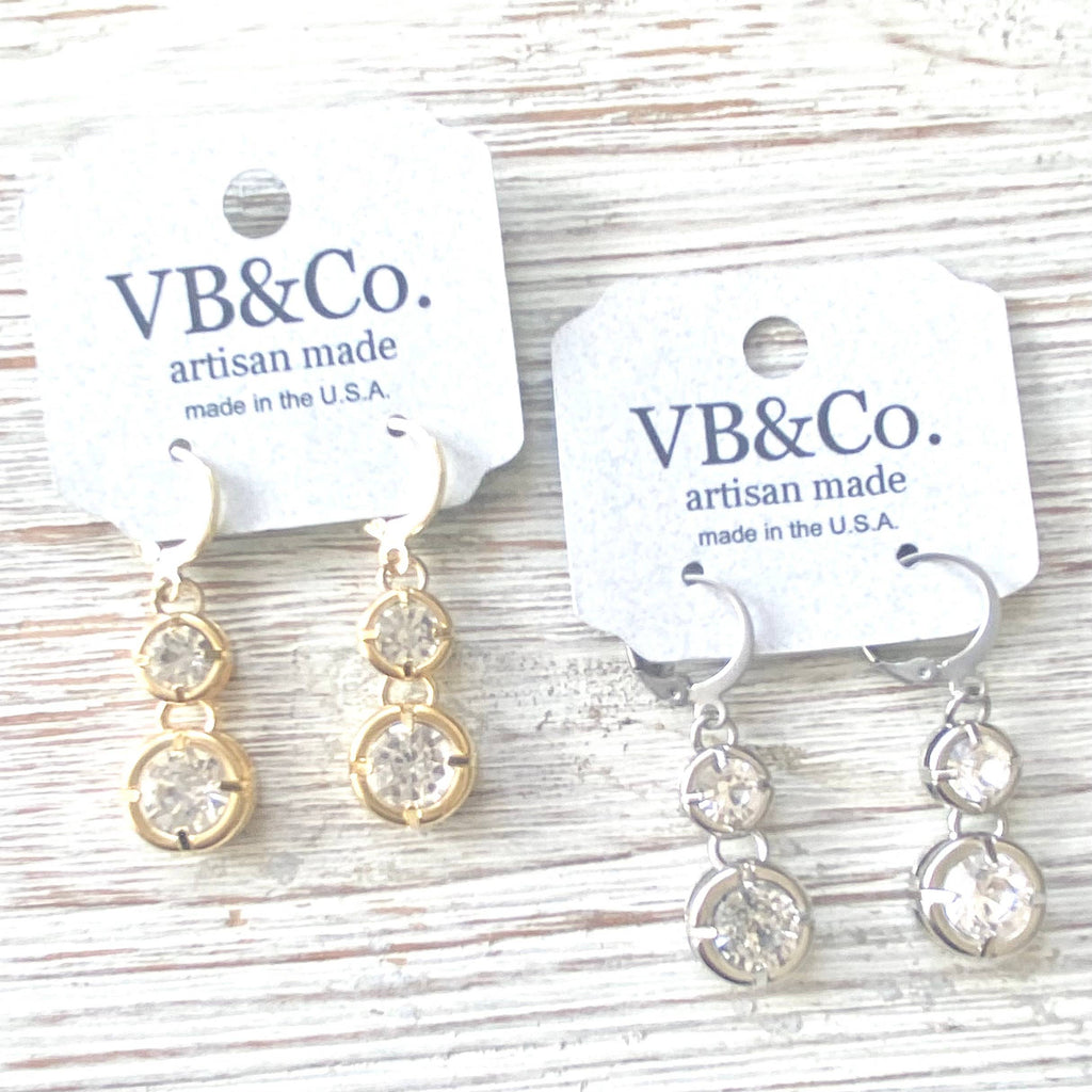 Crystal earrings boutique salon bridal jewelry sparkly spa: Silver