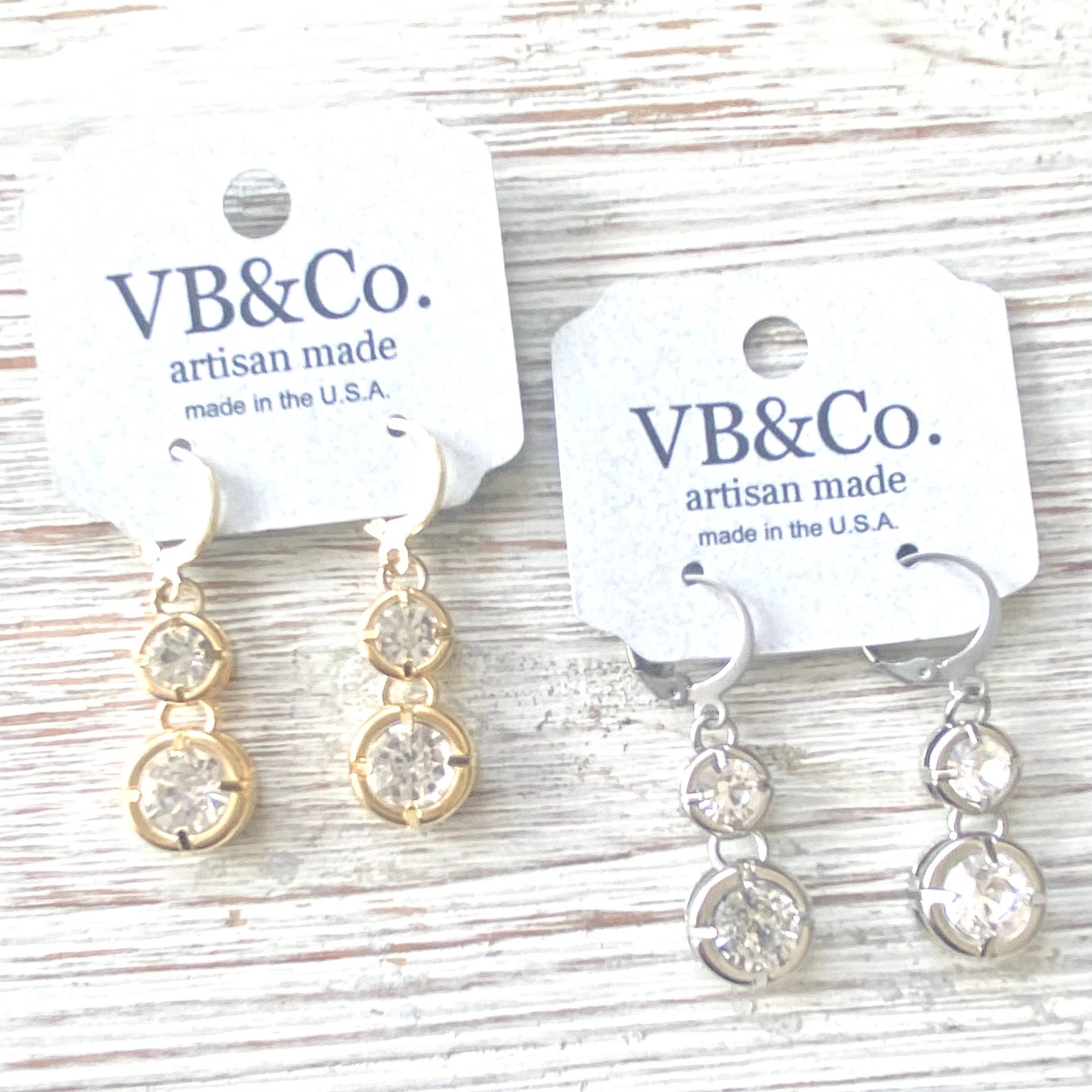 Crystal earrings boutique salon bridal jewelry sparkly spa: Silver