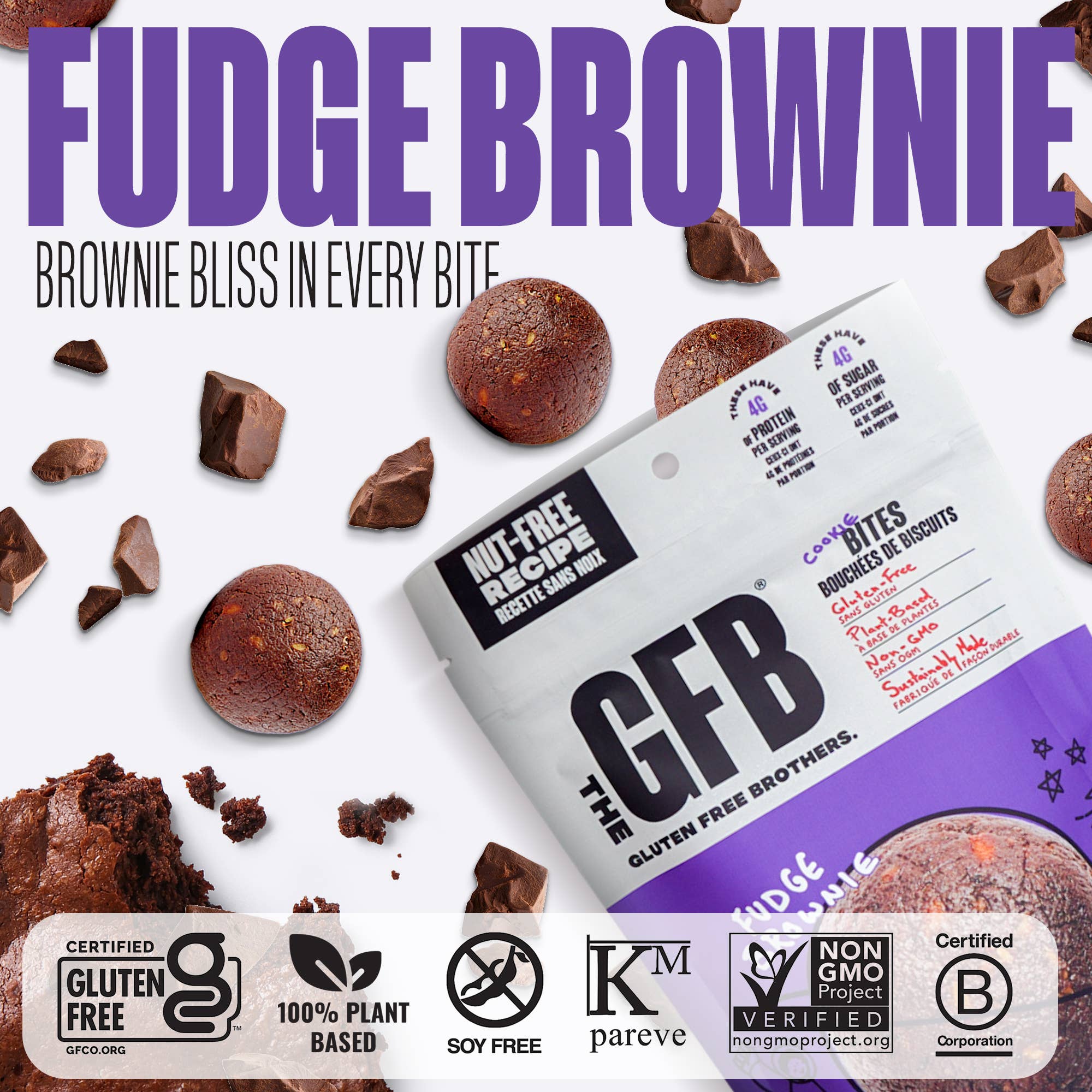 The GFB Fudge Brownie Cookie Bites (Nut Free) 6 pck — product image