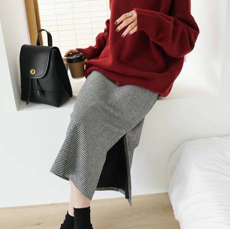 Chic HighNeck Knit Sweater FallWinter Style: Crisp White / One Size Fits Most.