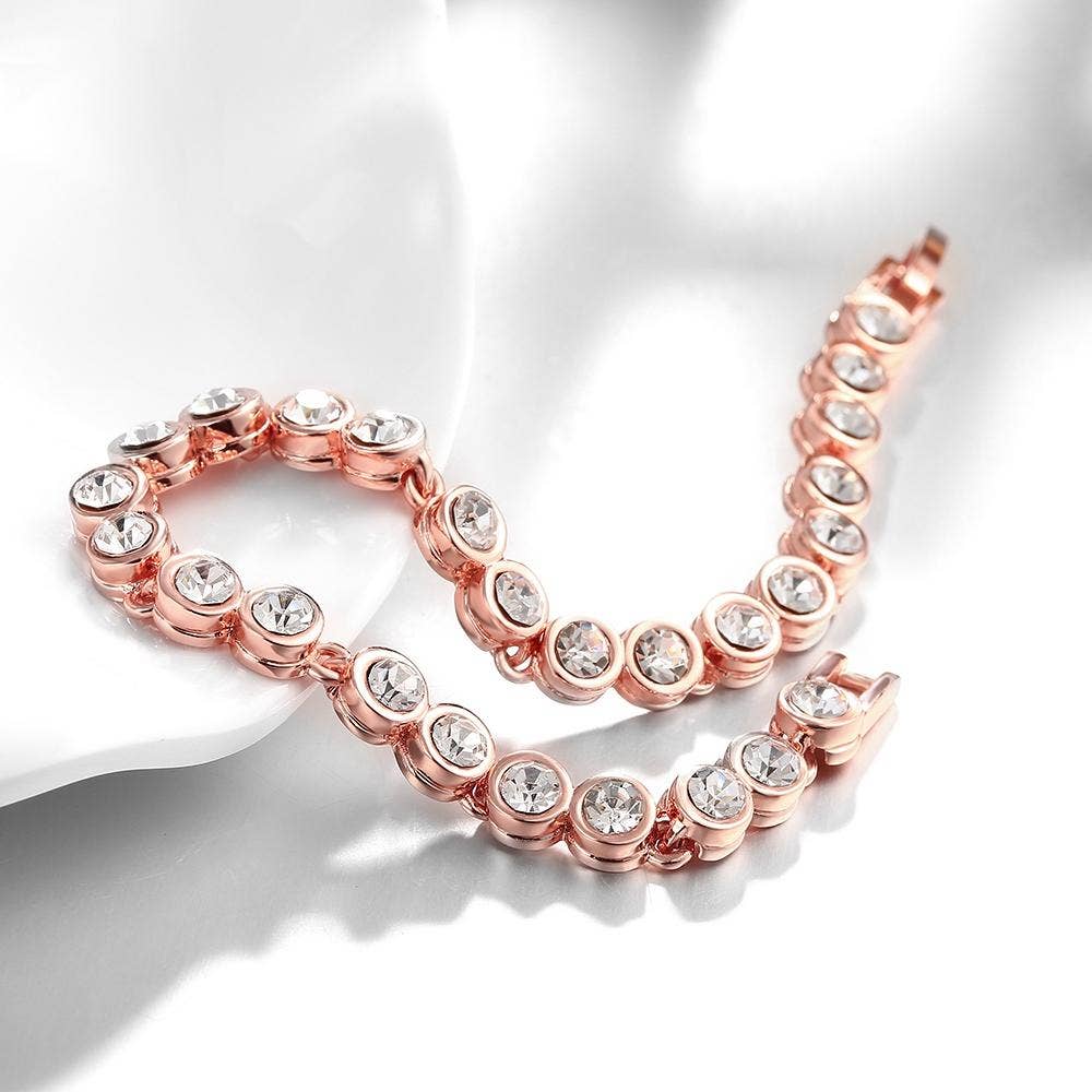 3.00 Tennis Bracelet 18k White Gold Plated with Swarovski: White Gold