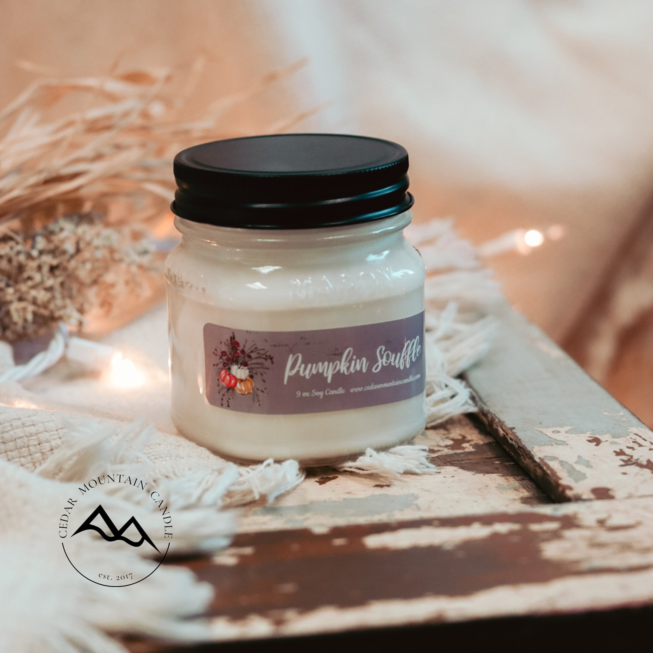 Fall Mauve Pumpkin Mason Jar Candle — product image