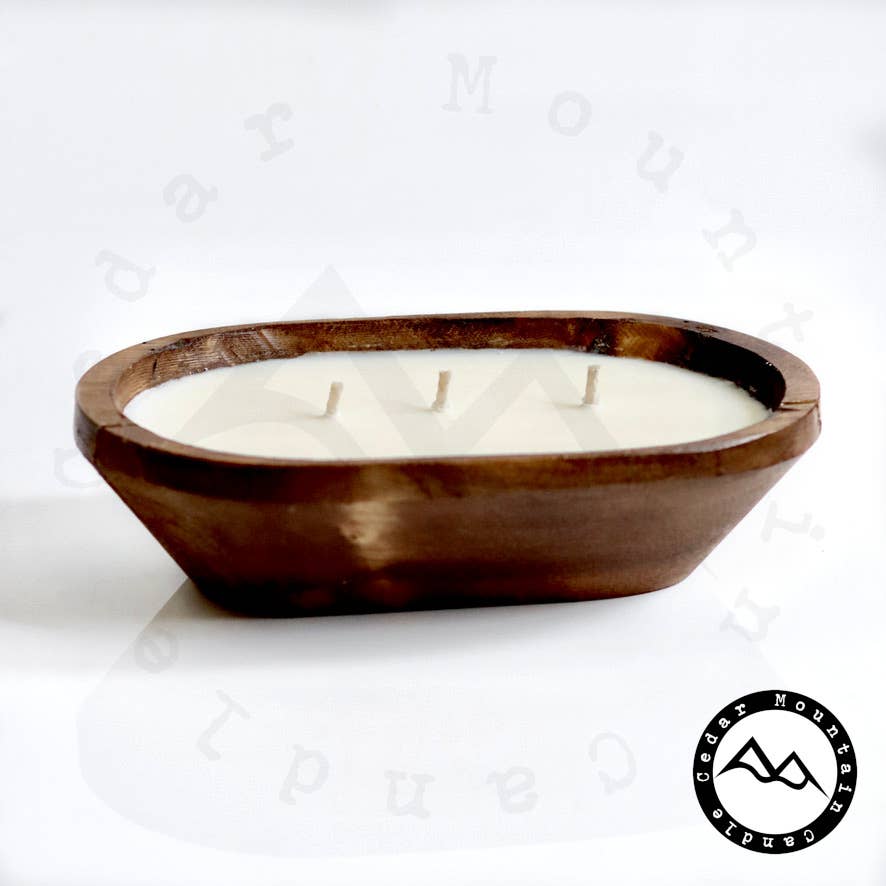 Mango & Coconut Milk - 3 Wick Natural Wood Dough Bowl