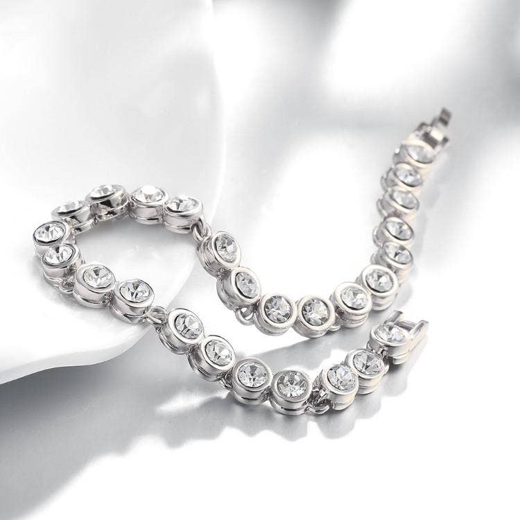 3.00 Tennis Bracelet 18k White Gold Plated with Swarovski: White Gold
