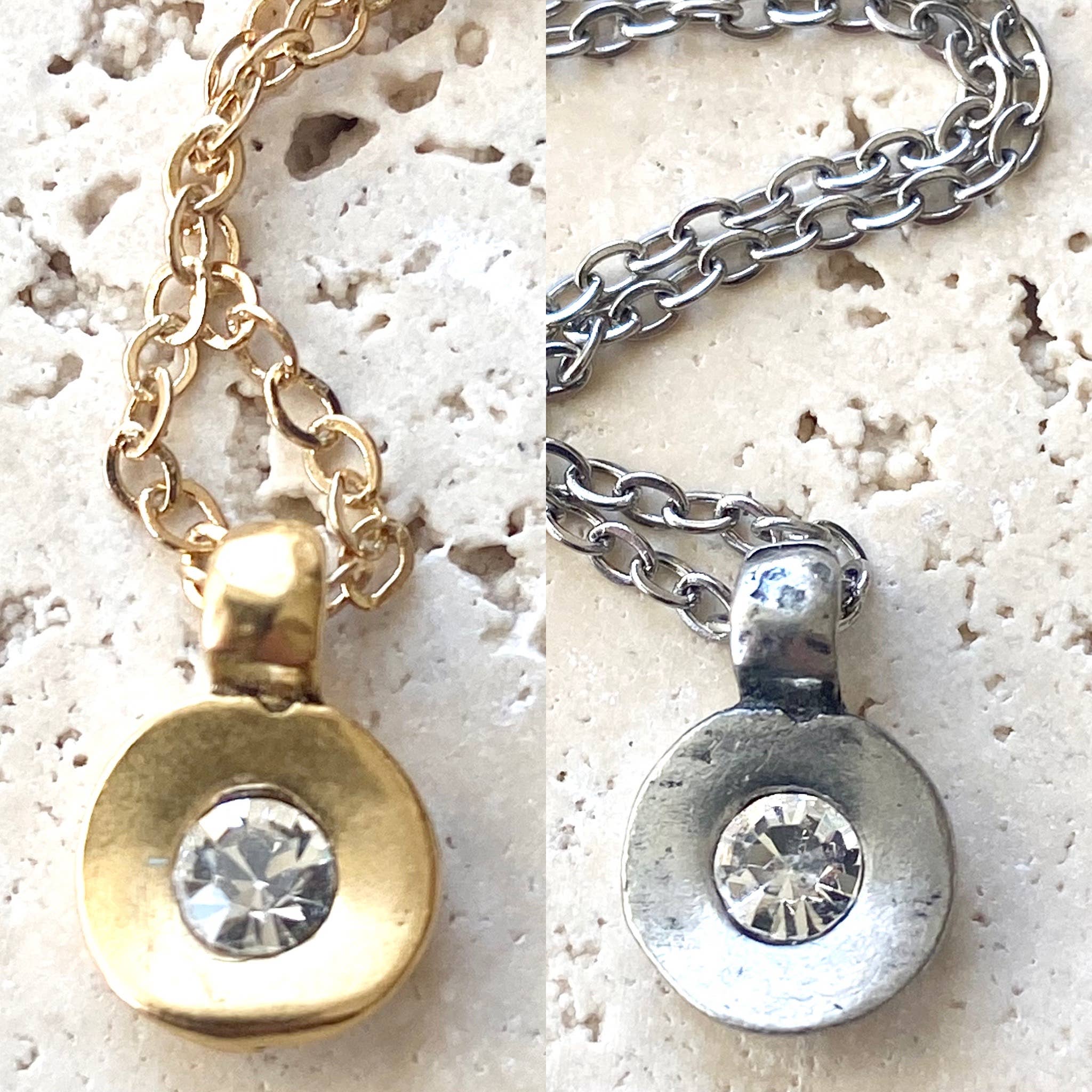 Hand casted Swarovski layering boutique salon necklace spa: Silver / 17”
