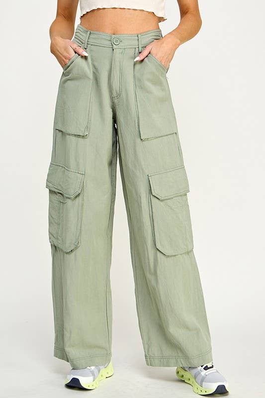 STRAIGHT CARGO PANTS: Beige / Large
