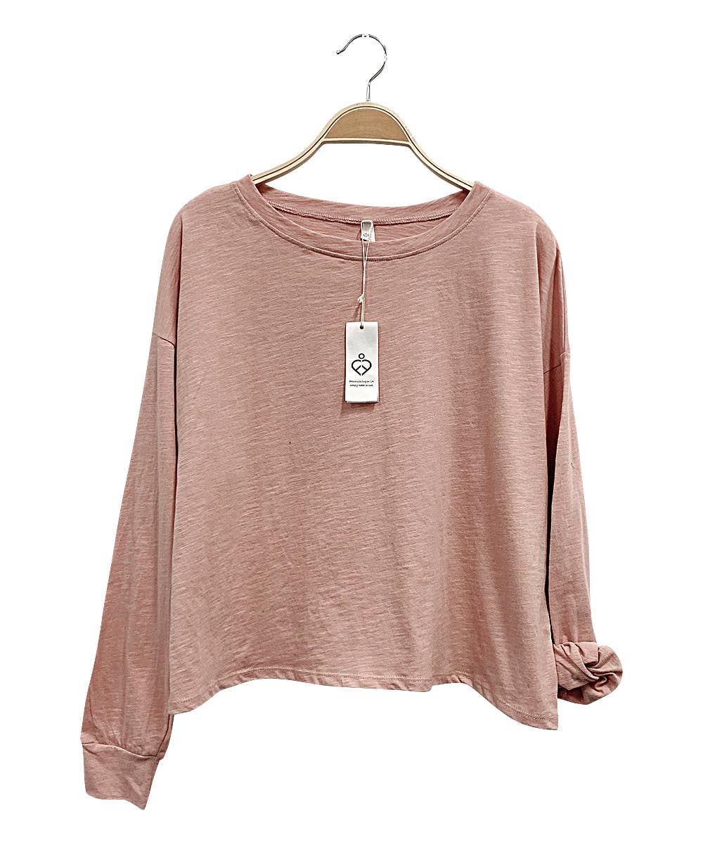 COTTONSLUB OVERSIZE T PREWASHED: MAUVE / S