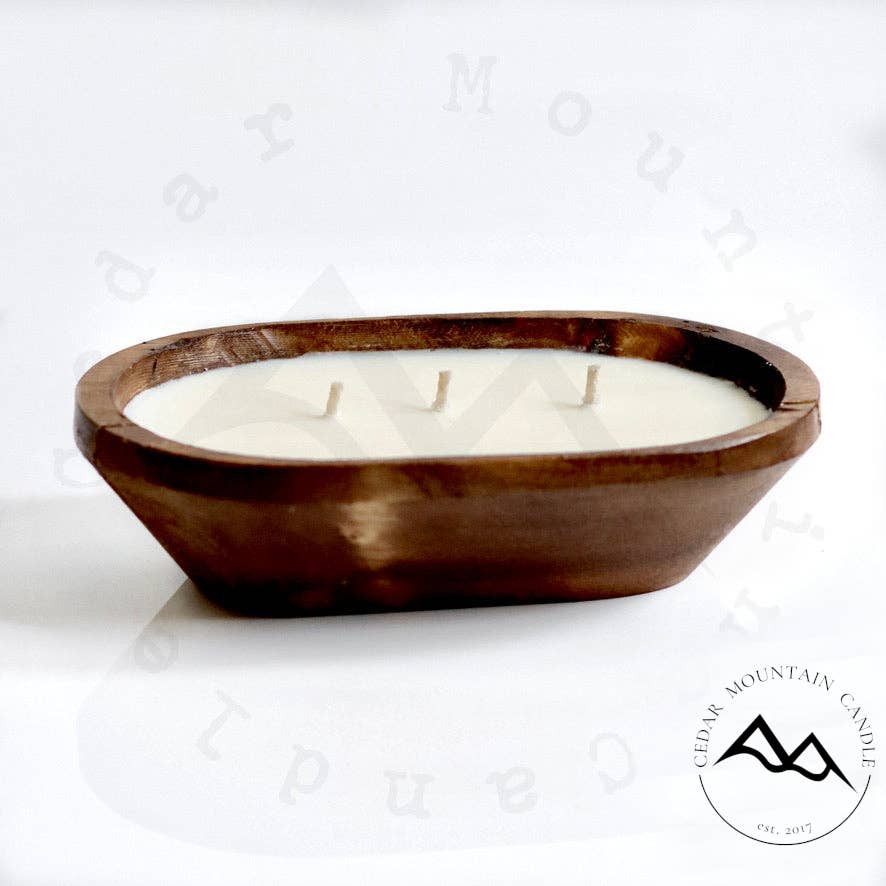 SPRING & SUMMER: 3 Wick Natural Wood Dough Bowl Soy Candle: Vanilla Bean Nectarine