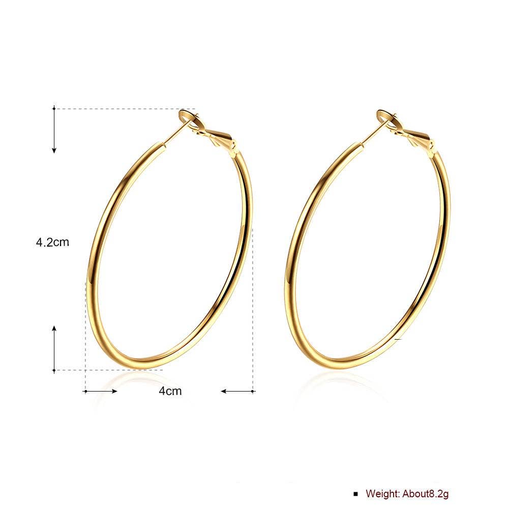 42mm Round Hoop Earring: 18K Gold Plated